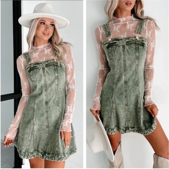 NanaMacs Dresses & Skirts - NanaMacs Washed Green Overall Dress NWT